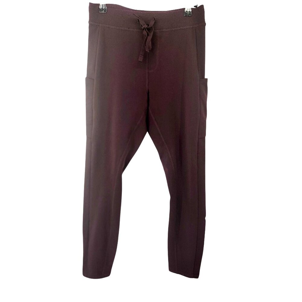 Alo Women's Maroon Leggings with Drawstring Wasit and Side pockets Size S